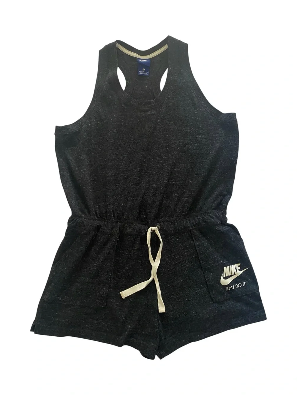 Nike Charcoal Gray Racerback Romper with Drawstring-size large